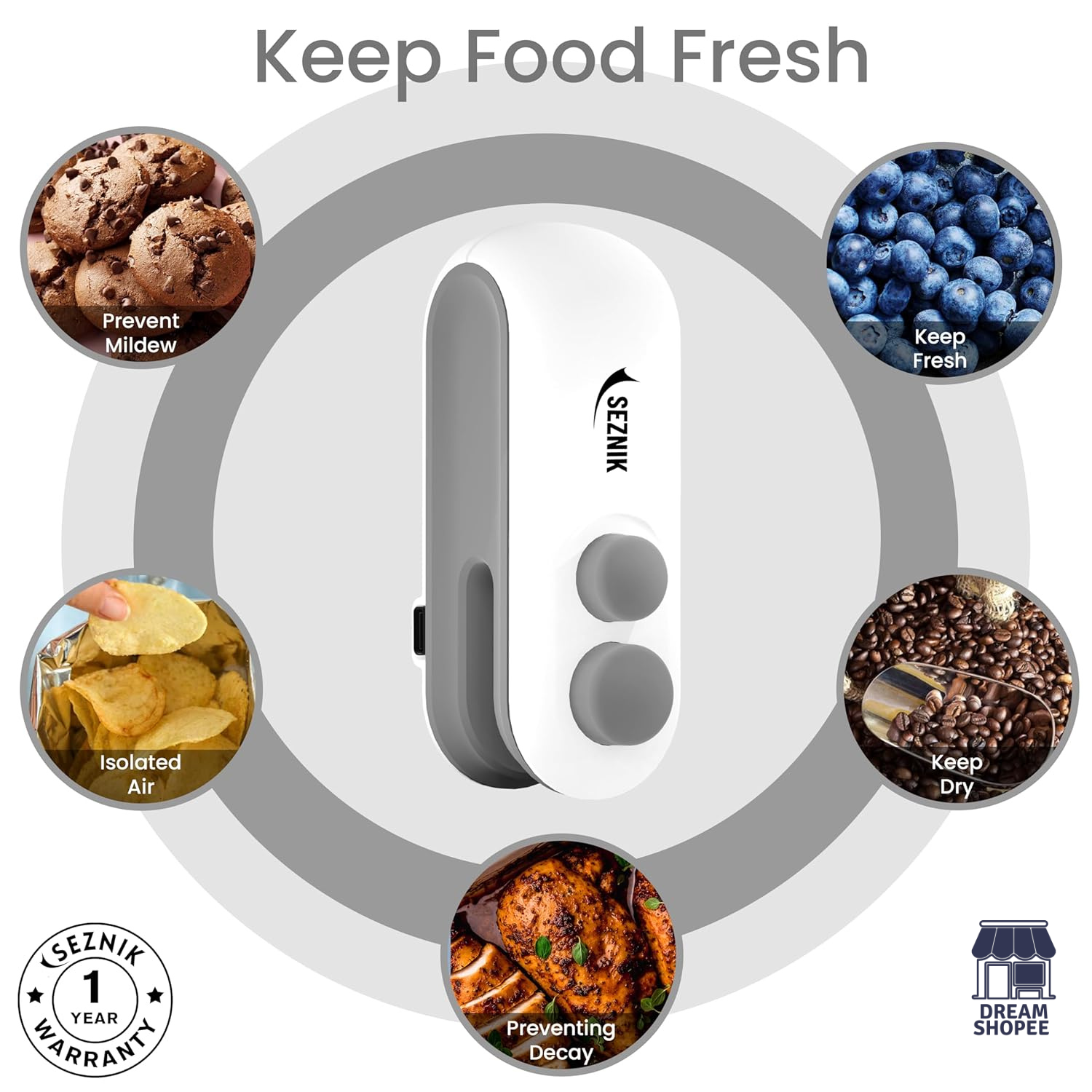 Mini Food Sealing Machine – Portable, Fresh Lock, 1-Year Warranty
