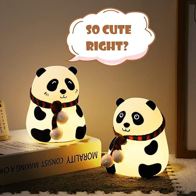 Cute Panda Night Lamp – Soft Silicone, Touch, 7-Color LED
