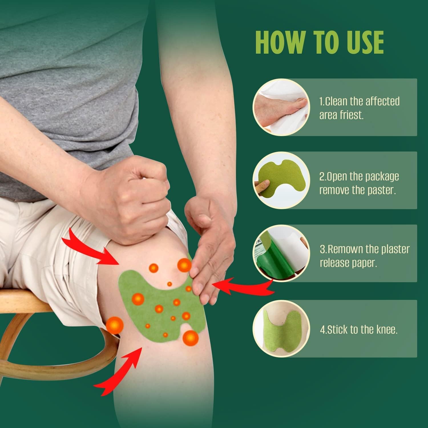 Herbal Knee Relief Patch – Wormwood Extract, Instant Joint & Arthritis Pain Relief